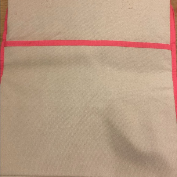 Macys Beauty Canvas Cream and Pink Deep Tote Bag 3 pockets - Picture 3 of 5